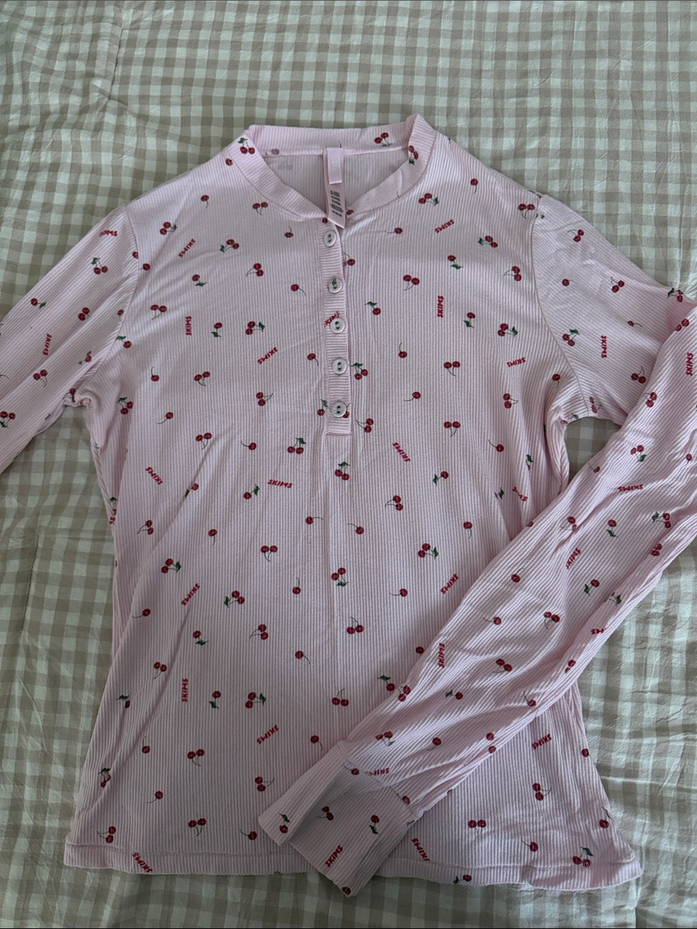 Skims Pink Cherry-Print Long Sleeve Pajama Set - Picture 2 of 7